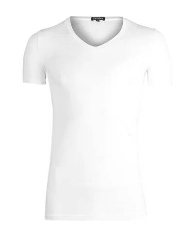 ZEGNA V-COLLAR SHORT-SLEEVED T-SHIRT