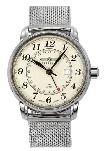 ZEPPELIN ZEPPELIN LZ127 GRAF GMT STAINLESS STEEL BEIGE DIAL QUARTZ 7642M5 50M MENS WATCH