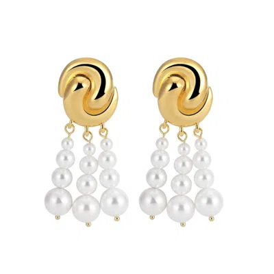 ZEPPLIN THE LABEL WOMEN'S GOLD CELESTE EARRINGS-PEARL STATEMENT EARRINGS