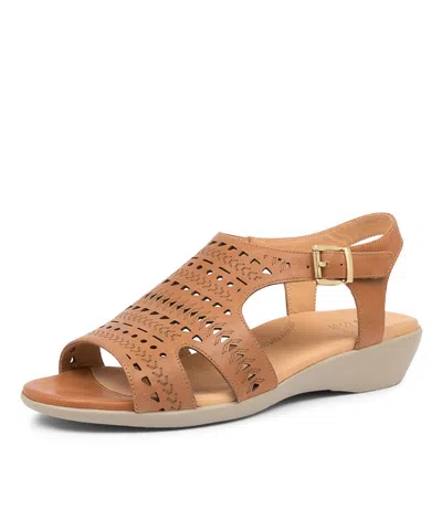 ZIERA SHOES ZIERA ECHO XW TAN LEATHER WOMENS SHOES CASUAL SANDALS SANDALS FLAT