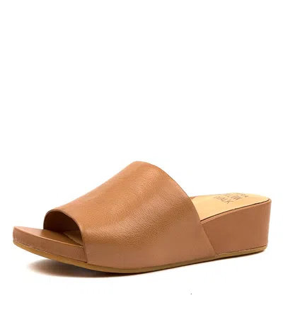 ZIERA SHOES ZIERA MARCY W DK TAN LEATHER WOMENS SHOES CASUAL SANDALS HEELED