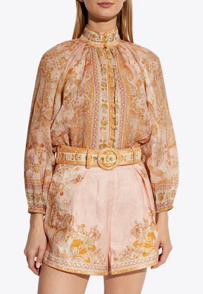 ZIMMERMANN ACACIA BILLOW PRINTED SHIRT