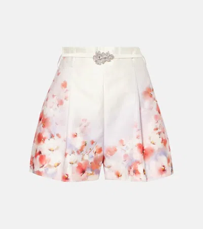 ZIMMERMANN CRUSH FLAT FRONT SILK AND COTTON SHORTS