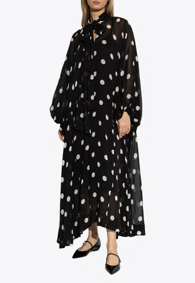 ZIMMERMANN CRUSH TIE-NECK POLKA DOT MAXI DRESS