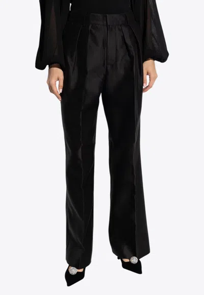 ZIMMERMANN CRUSH TUCK WIDE LEG CREASED PANTS