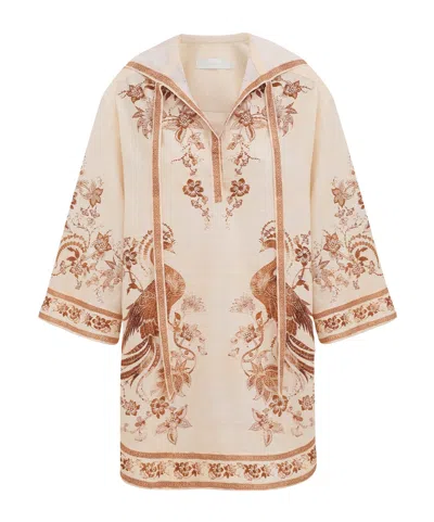 ZIMMERMANN EMBROIDERED HOODED DRESS