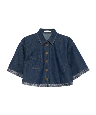 ZIMMERMANN ZIMMERMANN RHIANNON FRINGE DENIM SHIRT