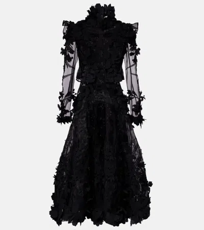 ZIMMERMANN HYPNOTIC APPLIQUE SILK ORGANZA MIDI DRESS