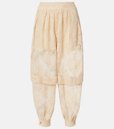 ZIMMERMANN HYPNOTIC LAYERED LACE BARREL-LEG PANTS