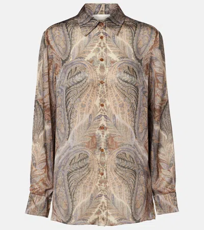 ZIMMERMANN HYPNOTIC PAISLEY SILK SATIN SHIRT