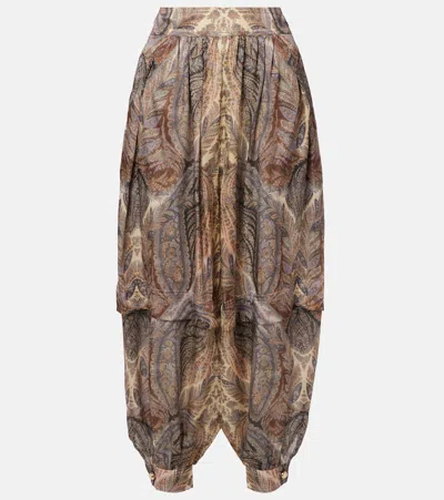ZIMMERMANN HYPNOTIC PAISLEY SILK TAPERED PANTS