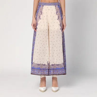 ZIMMERMANN ZIMMERMANN MAXINE TROUSERS WITH PURPLE PAISLEY PRINT WOMEN