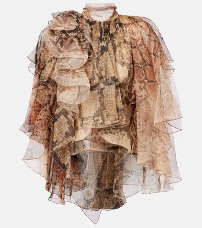 ZIMMERMANN MEMENTO RUFFLED SILK BLOUSE