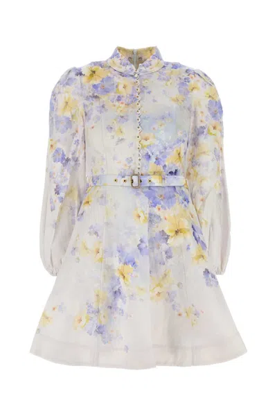 ZIMMERMANN PRINTED LINEN CRUSH MINI DRESS