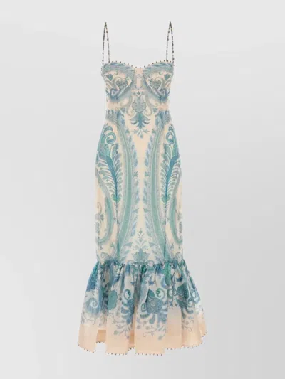 ZIMMERMANN PRINTED PATTERN LINEN BLEND DRESS