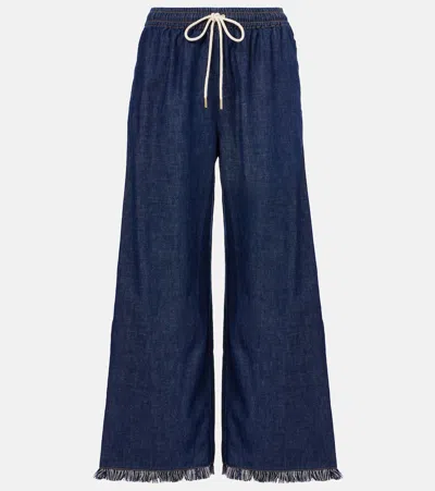 ZIMMERMANN RHIANNON FRINGED DENIM WIDE-LEG JEANS