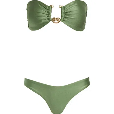 ZIMMERMANN ZIMMERMANN RHIANNON KNOT HARDWARE BANDEAU TWO-PIECE SWIMSUIT