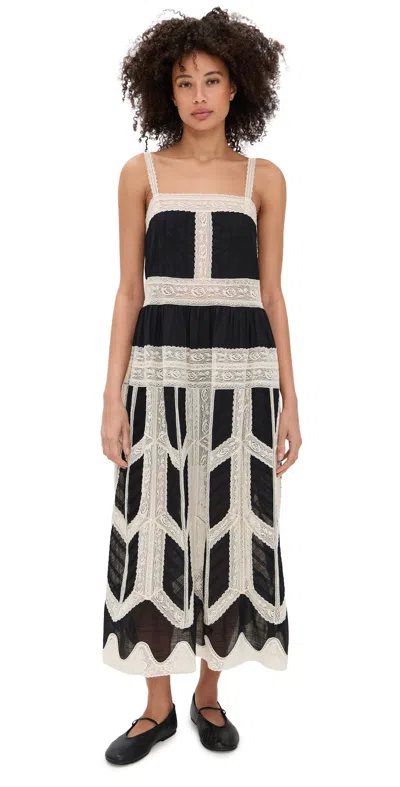 ZIMMERMANN RHIANNON LACE SLIP DRESS BLACK/CREAM