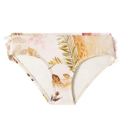ZIMMERMANN RHIANNON RUFFLED FLORAL BIKINI BOTTOMS