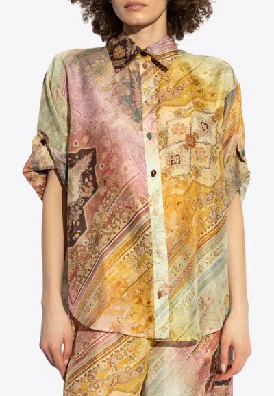 ZIMMERMANN TALLOW PRINTED SHORT-SLEEVED SHIRT