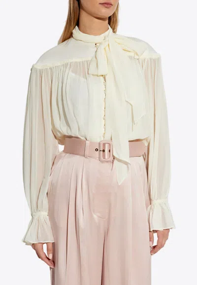 ZIMMERMANN TIE COLLAR BUTTON-UP SHIRT