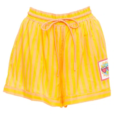 ZIMMERMANN YELLOW COTTON VOILE STRIPED LOGO BOXER SHORTS