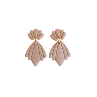 ZIOLLA DESIGNS WOMEN'S PINK TEXTURED NUDE DECO CLAY EARRINGS