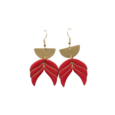 ZIOLLA DESIGNS WOMEN'S RED / GOLD ANASTASIA BRIGHT RED EARRINGS