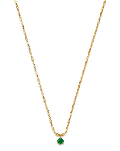 ZOË CHICCO 14K YELLOW GOLD EMERALD GEMSTONES EMERALD SOLITAIRE PENDANT NECKLACE, 16