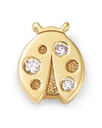 ZOË CHICCO 14K YELLOW GOLD ITTY BITTY SYMBOLS DIAMOND ACCENT LADYBUG SINGLE STUD EARRINGS