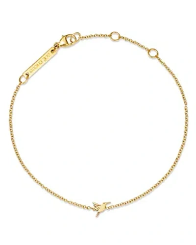ZOË CHICCO 14K YELLOW GOLD ITTY BITTY SYMBOLS HUMMINGBIRD LINK CHAIN BRACELET