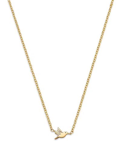 ZOË CHICCO 14K YELLOW GOLD ITTY BITTY SYMBOLS HUMMINGBIRD PENDANT NECKLACE, 14-16