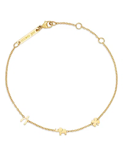 ZOË CHICCO 14K YELLOW GOLD ITTY BITTY SYMBOLS LUCK LINK BRACELET