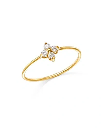 ZOË CHICCO 14K YELLOW GOLD PRONG DIAMONDS DIAMOND FLOWER RING