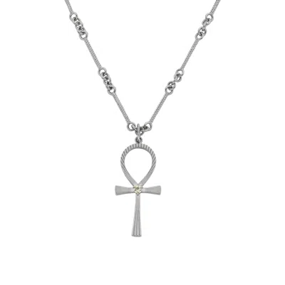 ZOE AND MORGAN WOMEN'S ANKH NECKLACE SILVER