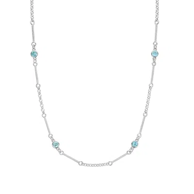 ZOE AND MORGAN WOMEN'S BLUE / SILVER AZALEA NECKLACE SILVER BLUE APATITE
