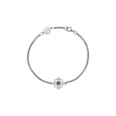 ZOE AND MORGAN WOMEN'S CENTRED BRACELET SILVER CHROME DIOPSIDE
