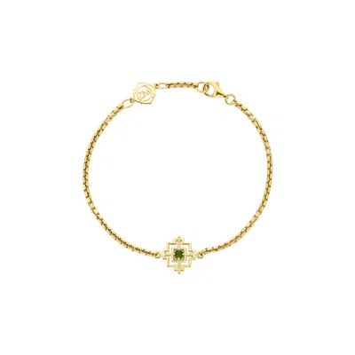 ZOE AND MORGAN WOMEN'S GOLD / GREEN CENTRED BRACELET GOLD CHROME DIOPSIDE
