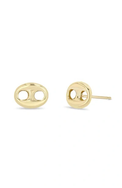 ZOË CHICCO ZOË CHICCO 14K GOLD LARGE PUFFED MARINER LINK STUD EARRINGS