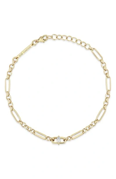 ZOË CHICCO ZOË CHICCO 14K GOLD MEDIUM PAPER CLIP ROLO BRACELET