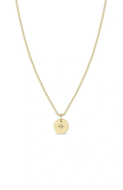 ZOË CHICCO ZOË CHICCO 14K GOLD SMALL DISC PENDANT NECKLACE