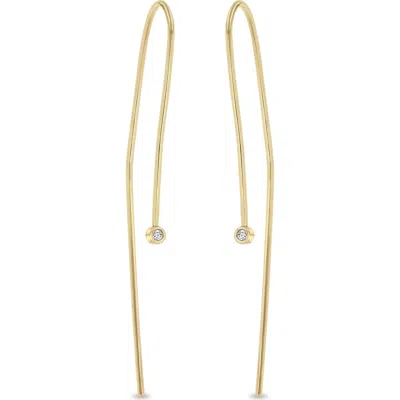 ZOË CHICCO ZOË CHICCO BEZEL SET DIAMOND THREADER EARRINGS
