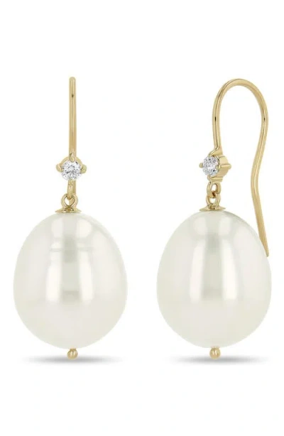 ZOË CHICCO ZOË CHICCO DIAMOND & DANGLING PEARL DROP EARRINGS