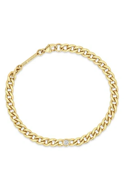 ZOË CHICCO ZOË CHICCO FLOATING DIAMOND BEZEL CURB CHAIN BRACELET