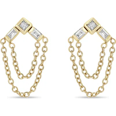 ZOË CHICCO ZOË CHICCO PARIS 14K GOLD & DIAMOND CHAIN DROP EARRINGS