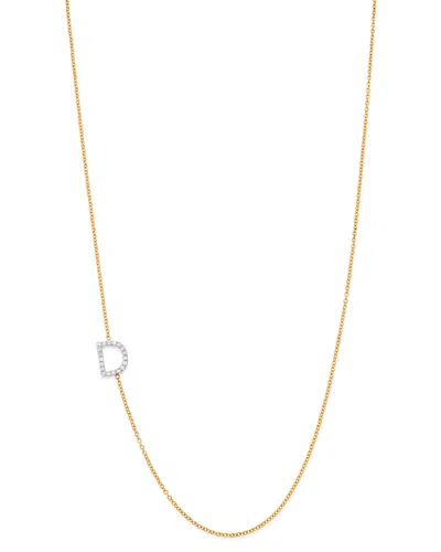 ZOE LEV 14K YELLOW GOLD DIAMOND ASYMMETRIC INITIAL NECKLACE, 18