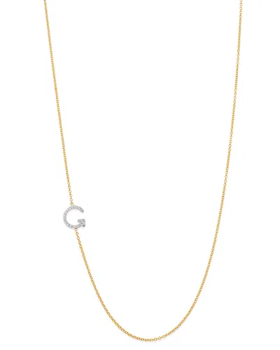 ZOE LEV 14K YELLOW GOLD DIAMOND ASYMMETRIC INITIAL NECKLACE, 18