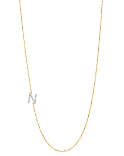 ZOE LEV 14K YELLOW GOLD DIAMOND ASYMMETRIC INITIAL NECKLACE, 18