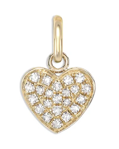 ZOE LEV 14K YELLOW GOLD DIAMOND CLUSTER SMALL HEART CHARM PENDANT