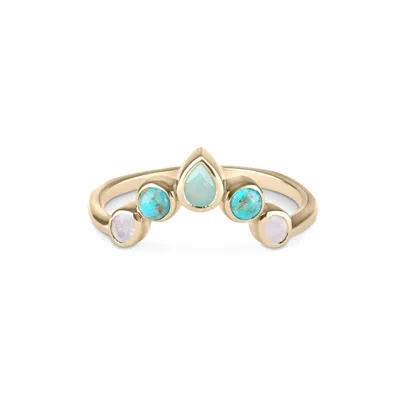 ZOHREH V. JEWELLERY WOMEN'S BLUE / GOLD SEMI-PRECIOUS STONE HUGGING RING 9K GOLD